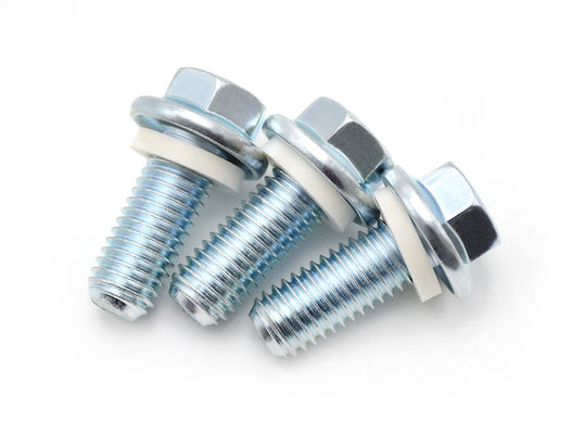 Hexagonal Flange Waterproof Bolt With Washer Galvanization Zinc Plating Grade 4.8 / 8.8 / 10.9